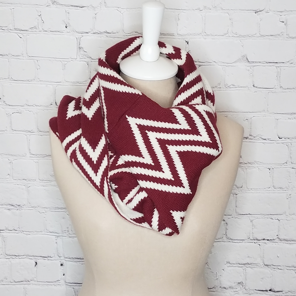 OSFM Infinity Scarf Tribal Print Burgandy & Beige